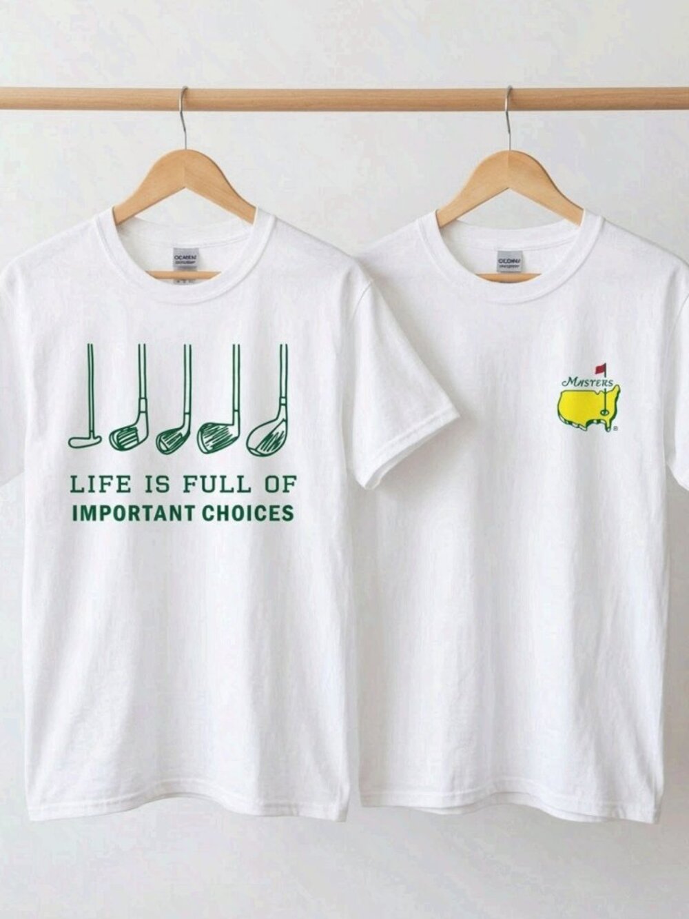 'Life Is Full Of Important Choices" Masters Golf Graphic T-Shirt White Reprint
